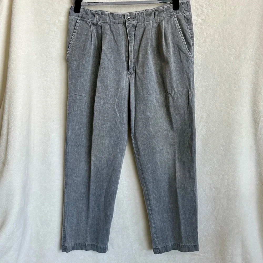 Vintage Baxter International Ltd Gray Pleated Trousers 100% Cotton 38M